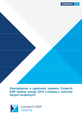 Oświadczenie o zgodności Comarch ERP Optima 2018 z ustawą o ochronie danych osobowych
