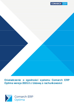 Oświadczenie o zgodności Comarch ERP Optima 2020 z ustawą o rachunkowości