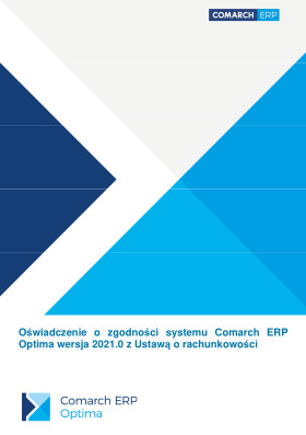Oświadczenie o zgodności Comarch ERP Optima 2021 z ustawą o rachunkowości